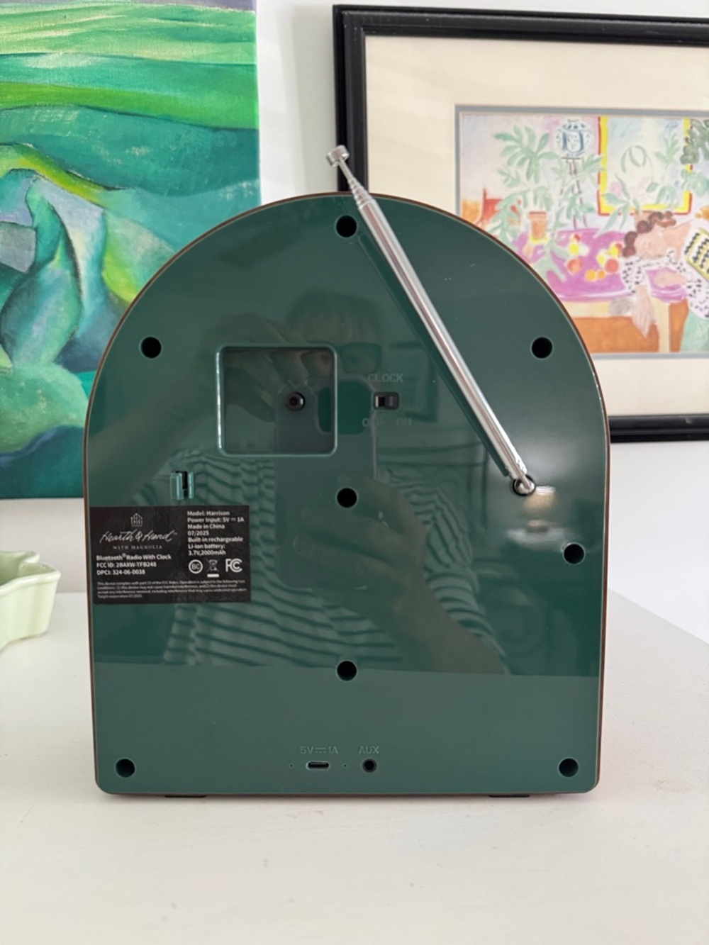 Vintage Inspired Portable AM/FM Radio Wood and Green Hearth and Hand Magnolia - Picture 3 of 5